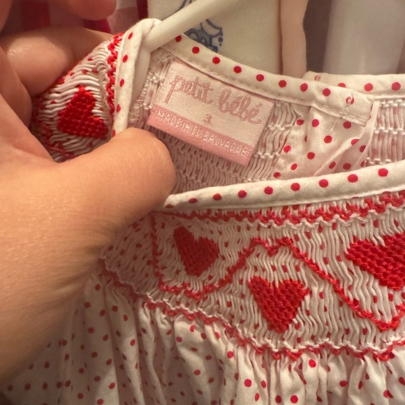 Smocked Valentines Day Polka Dot Dress - Picture 4 of 5
